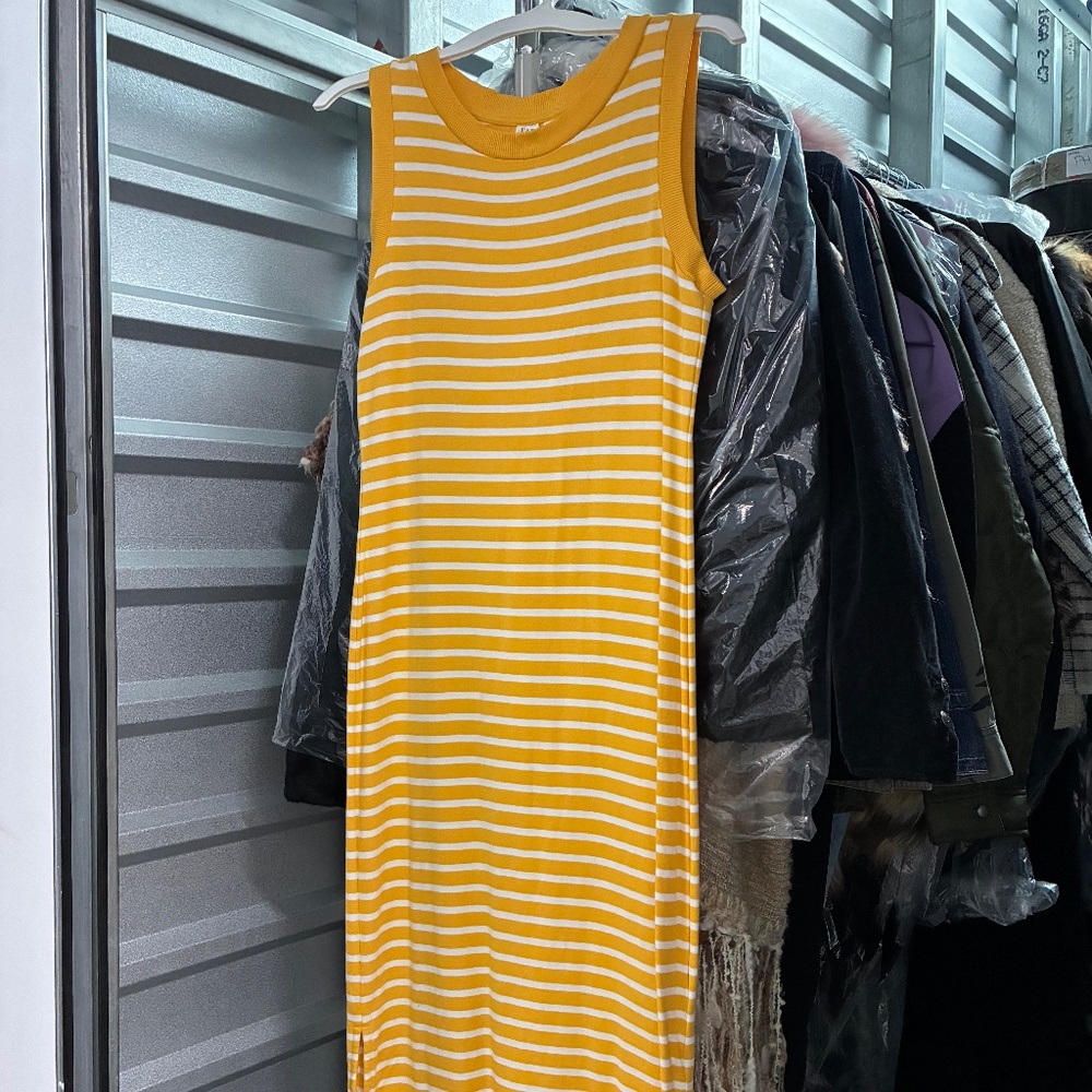 Sunny Yellow Striped Cotton Summer Dress